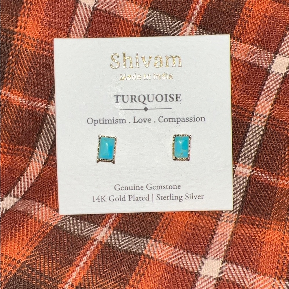 Shivam Turquoise Genuine Gemstone Earrings 14k gold, plated, sterling silver